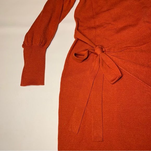 ZCSIA Women's Sweater Dress Long Sleeve Tie Back Large Burnt Orange - Picture 2 of 8